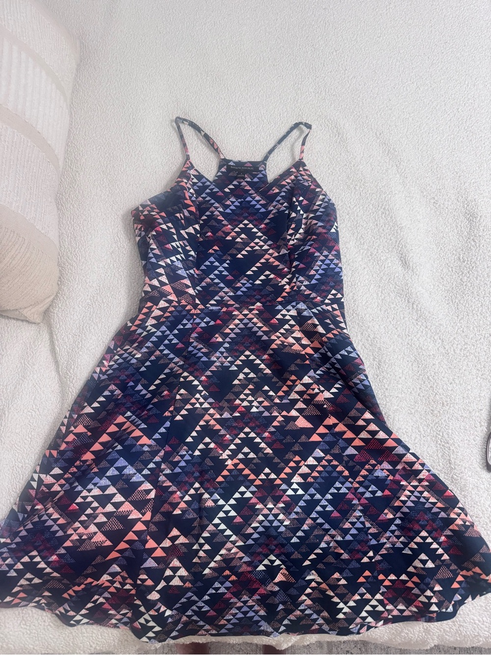 Banana Republic Navy Geometric Sundress with Pink Accents